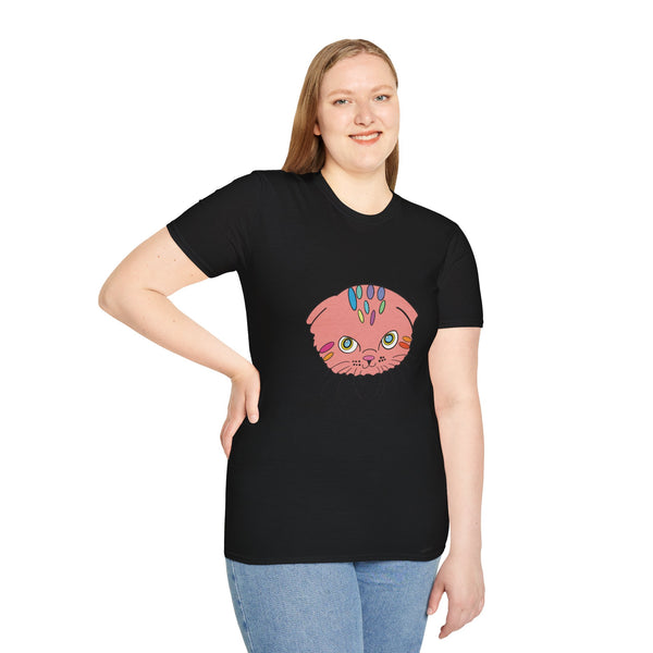 Cat Face Floral Tee — Cute Pink Kitty Graphic T-Shirt