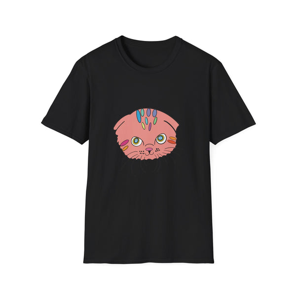 Cat Face Floral Tee — Cute Pink Kitty Graphic T-Shirt