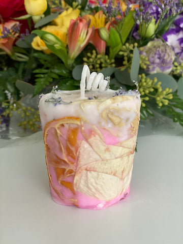 All Hand made Natural Soy Wax Candle with Flowers & Fruits by Sachi's design