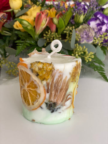 All Hand made Natural Soy Wax Candle with Flowers & Fruits by Sachi's design